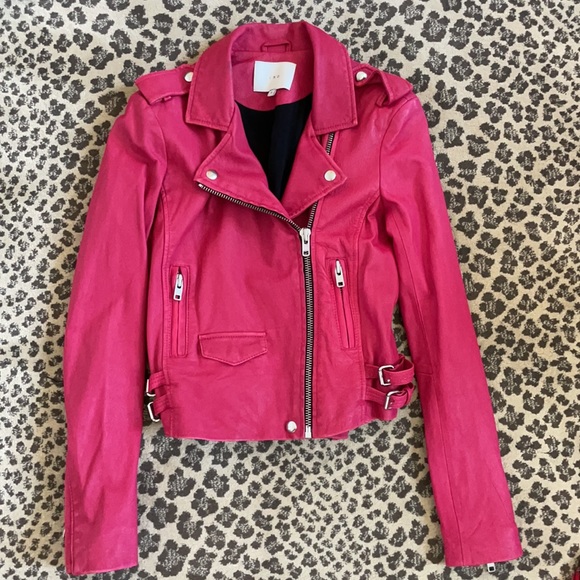 Iro Hot Pink Leather Jacket Size 0 - Picture 7 of 7